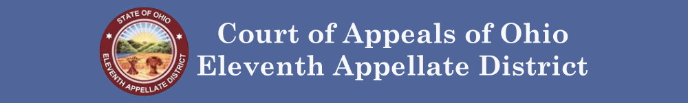 Banner with 11th District Court of Appeals Logo and text stating Court of Appeals of Ohio Eleventh District.