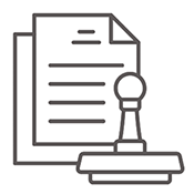 Outline of papers and document stamp.
