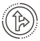 Outline of road sign arrows in dark gray.
