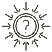 Question mark with arrows pointing in a circular motion.