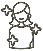 Woman with plus signs around her.