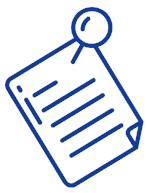 Illustration of notice with a pin outlined in blue.